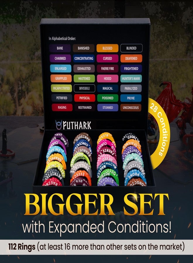 Futhark DND Condition Rings Set: 112 Vibrant DND Condition Markers to Eliminate Confusion - Great DND Gift in Exceptional Storage Box - RPG Accessories for Unforgettable Dungeons and Dragons Nights - Image 5